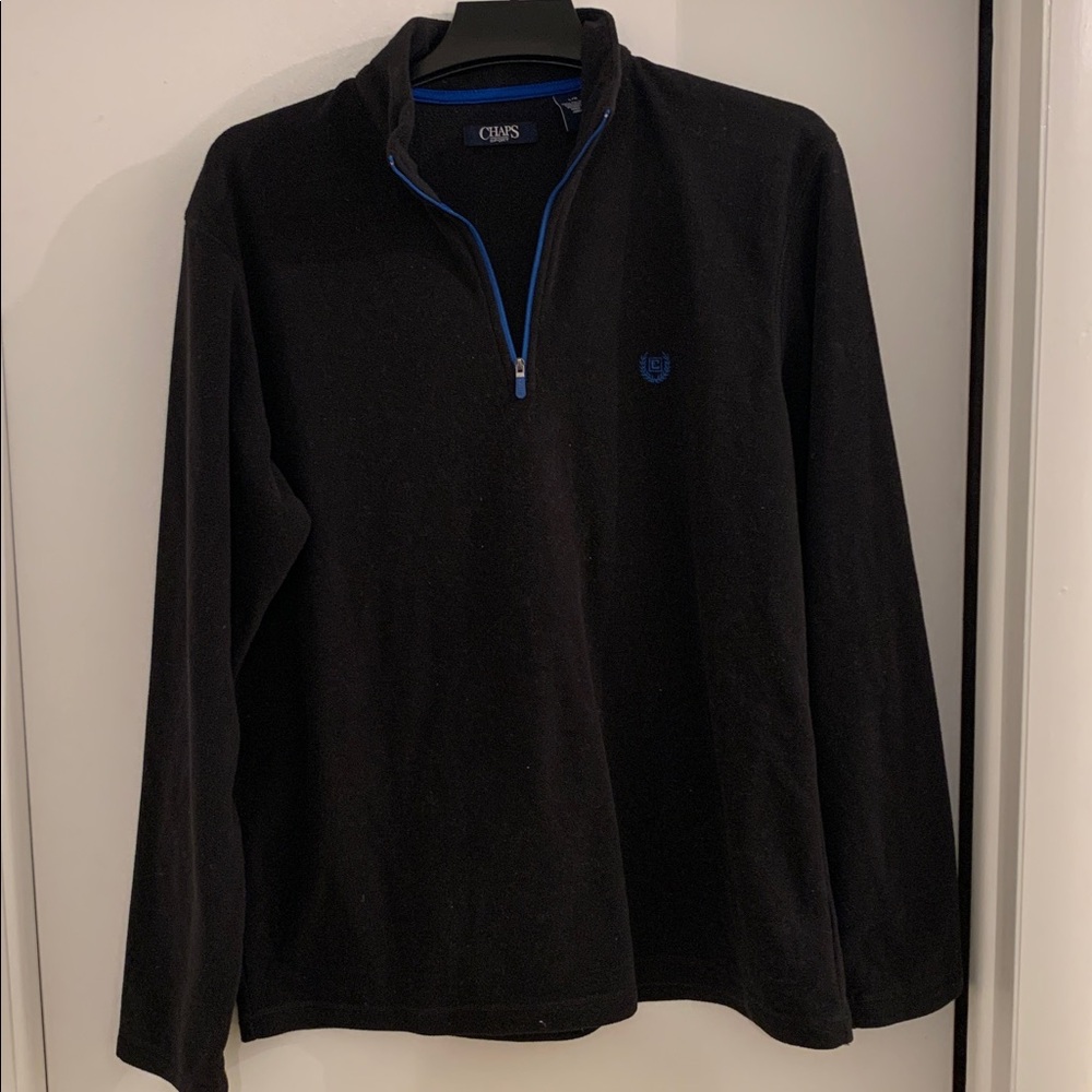 Chaps Black Pullover with Blue Trim